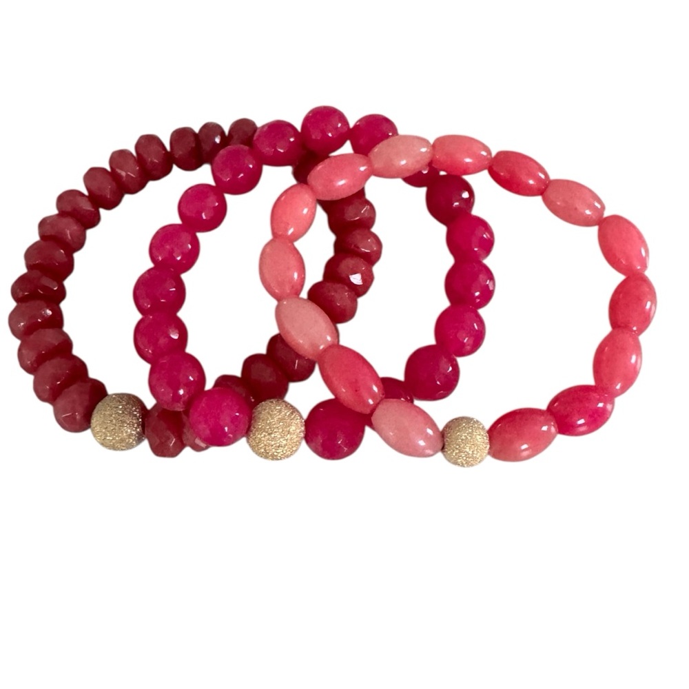 Sisco Berlutti stack of 3 beaded bracelets in pink EUC